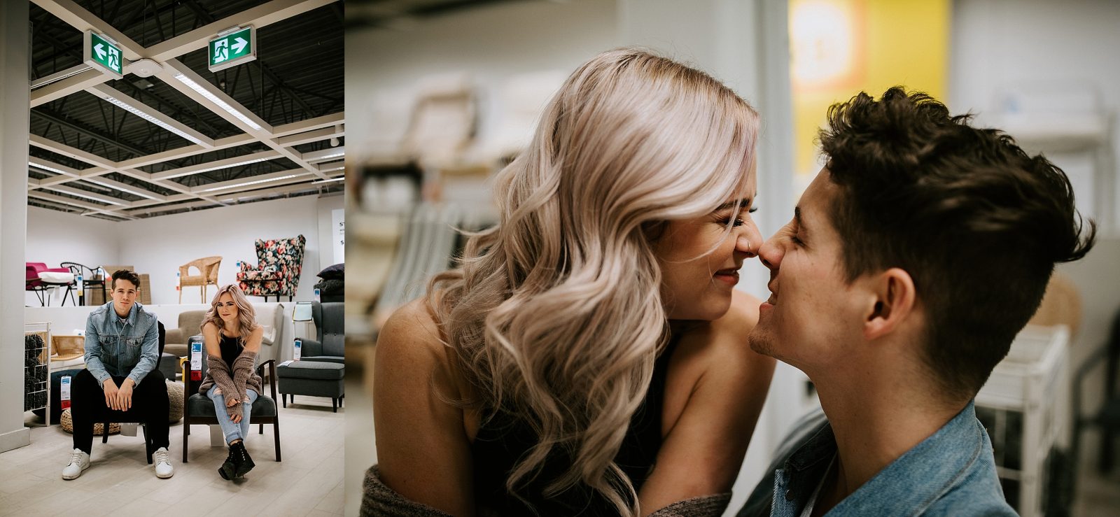Hipster engagement session inside IKEA Canada
