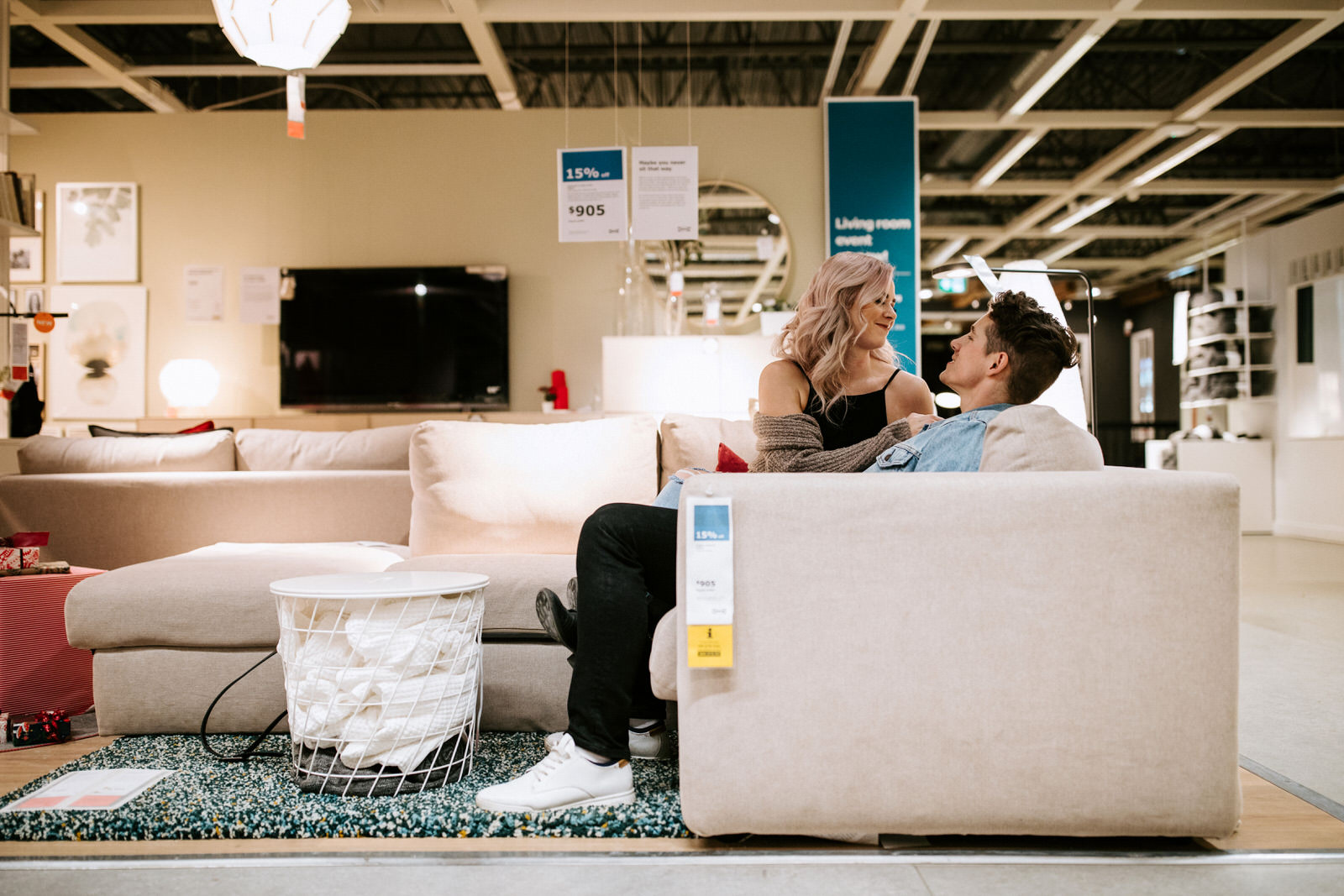 Hipster Couples Session Inside IKEA, Edmonton engagement session inside IKEA. Edmonton Engagement Photographer with fun cute couples