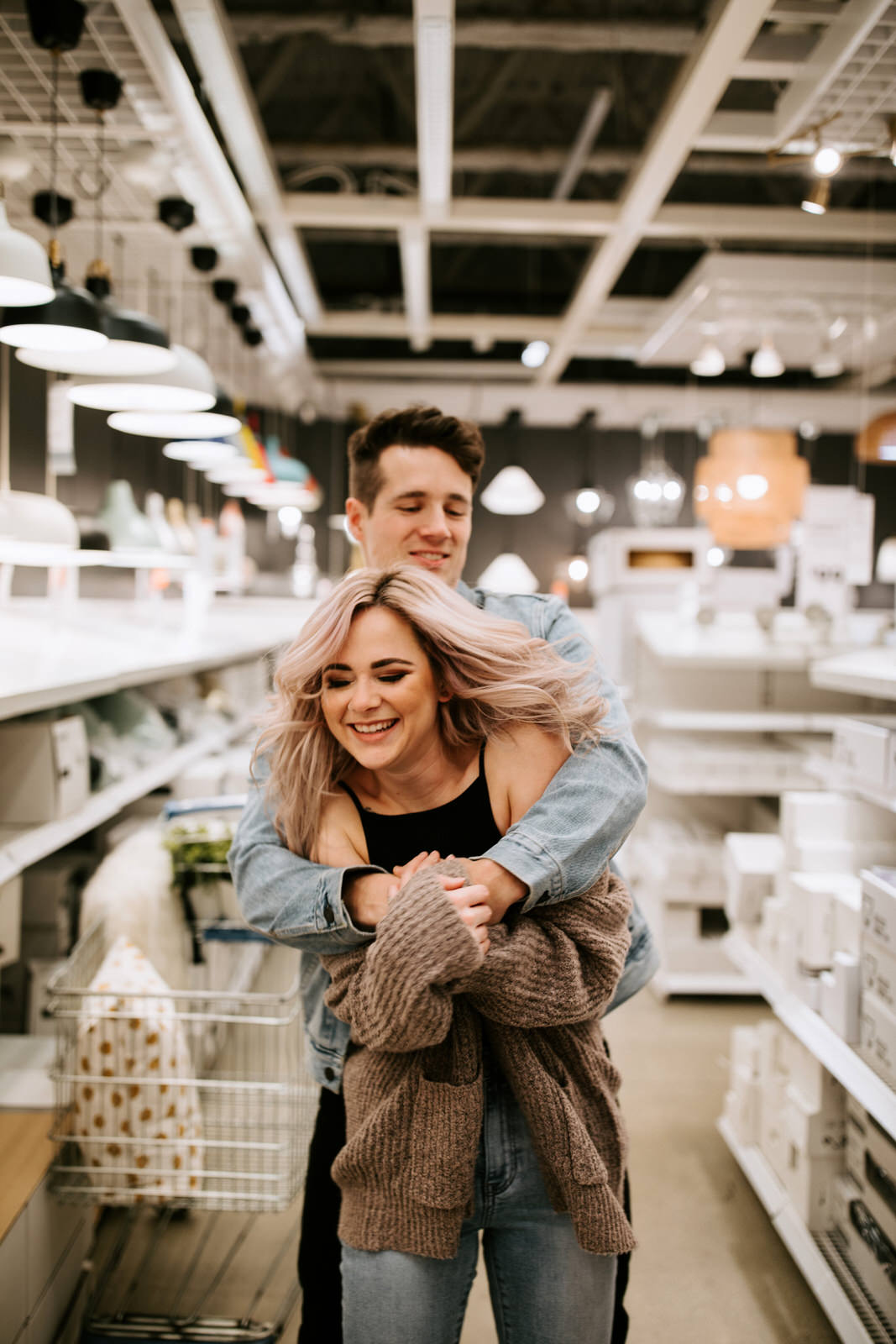 Hipster Couples Session Inside IKEA, Edmonton engagement session inside IKEA. Edmonton Engagement Photographer with fun cute couples