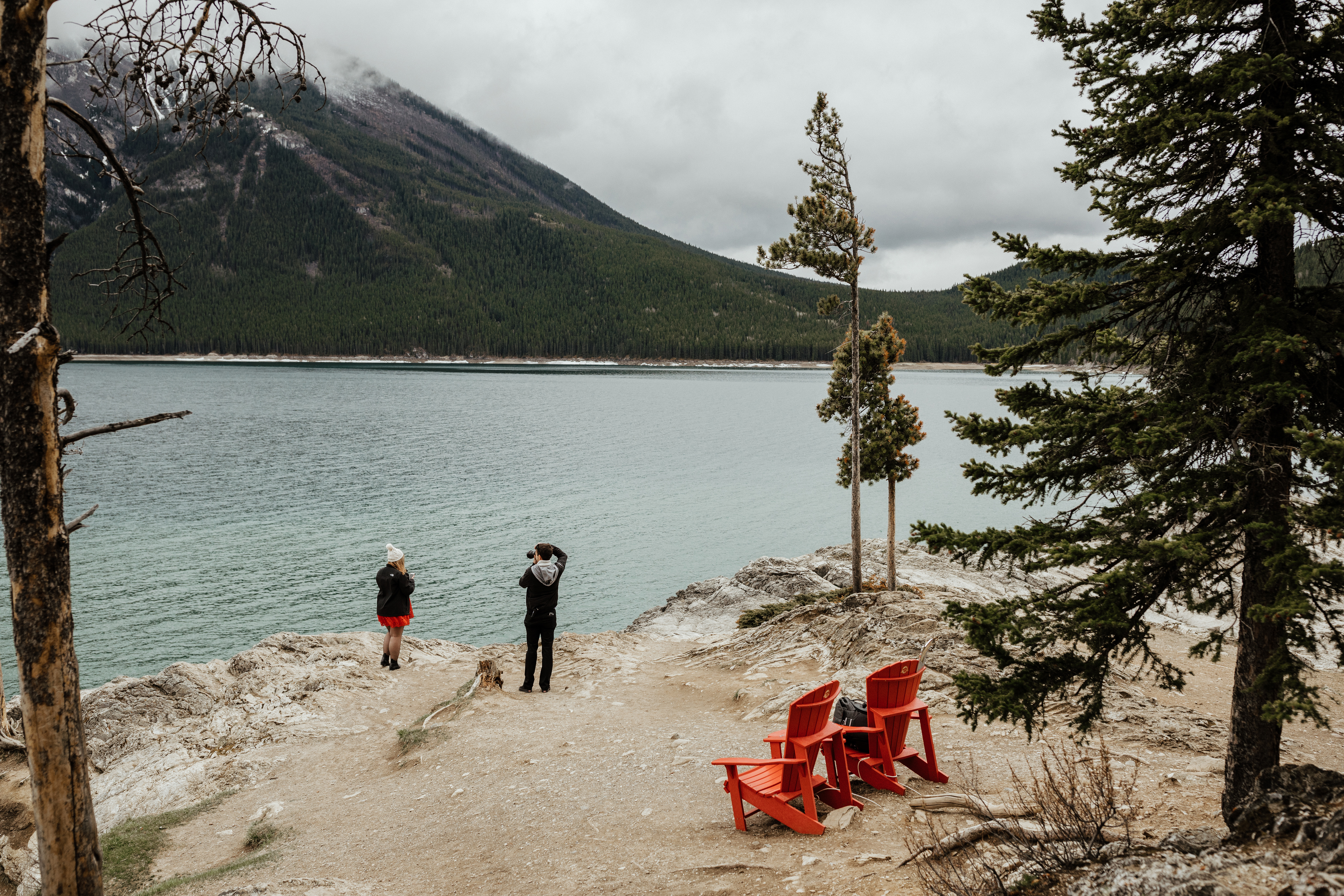 proposal at lake minnewanka in banff alberta