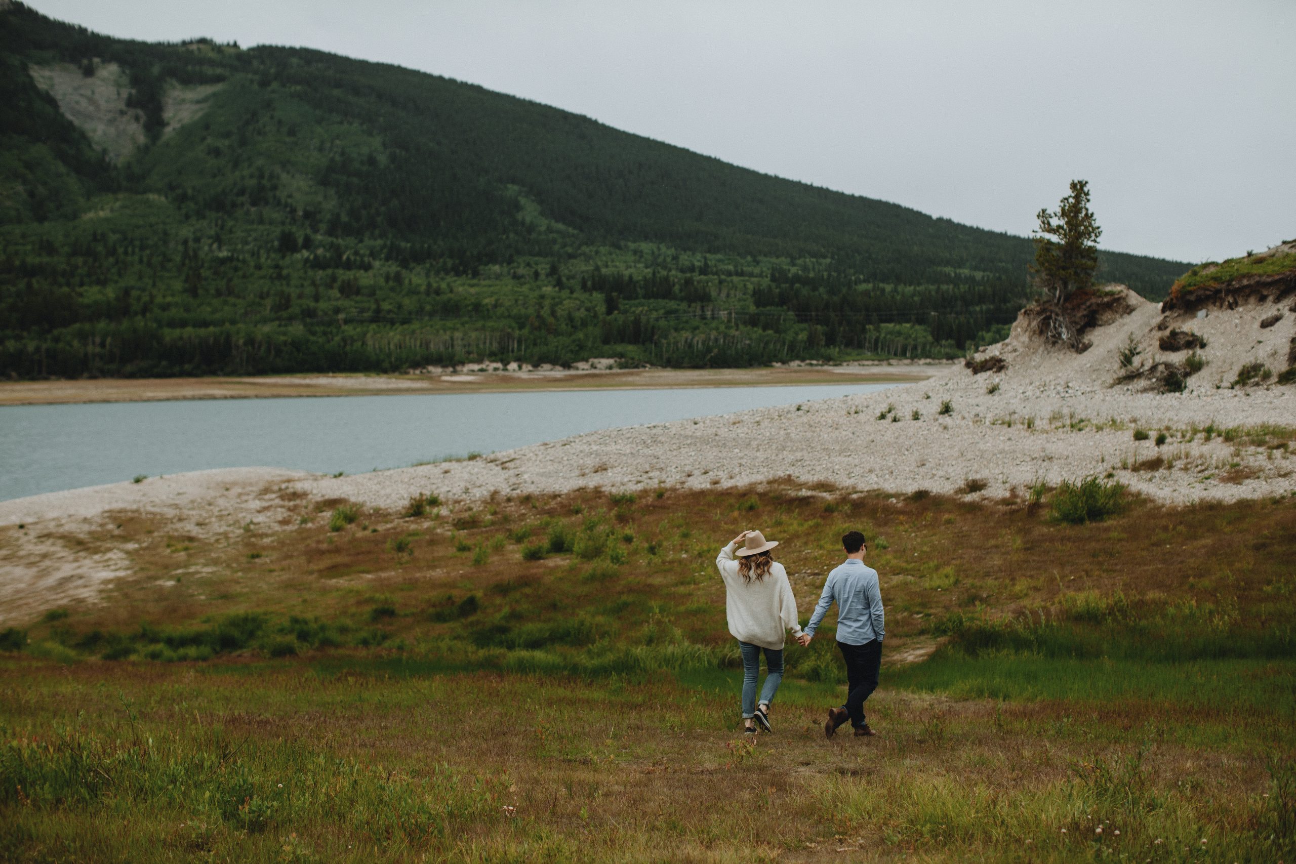 Barrier Lake Engagement Session, couple in kananaskis adventuring in the mountains together